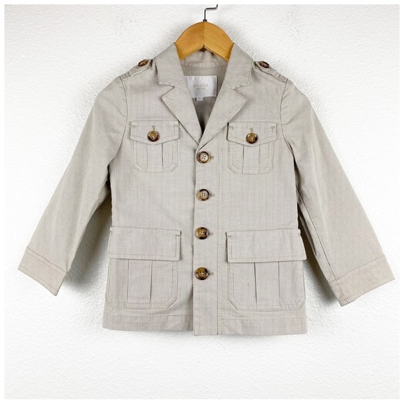 Gucci Tan Stripe Utility Jacket - 4T‎ - Picture 1 of 11